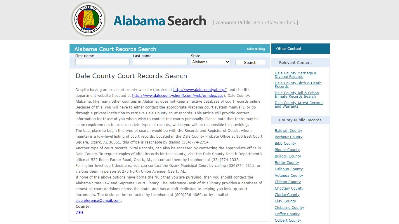Dale County Court Records Search | Alabama - AL Search